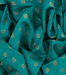 Cyan Handloom Tussar Silk Saree With Floral Motifs-Cyan