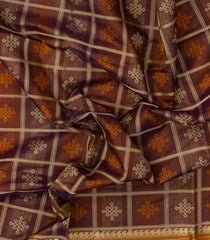 Brown Handloom Silk Cotton Saree With Checks-SC4281