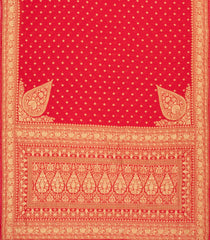 Red Woven Blended Georgette Saree With Floral Motifs-EN1900