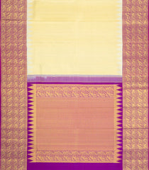 Gold Handloom Korvai Kanchipuram Tissue Silk Saree With Magenta Border-KA16284