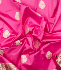 Pink Woven Banarasi Poona Silk Saree With Buttas & Contrast Border-BP1043