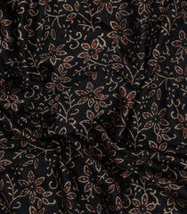 Black Printed Chanderi Cotton Saree With Zari Border-CC1647