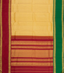 Sandal Handloom Korvai Kanchipuram Silk Saree With Ganga Jamuna Border-KA15925