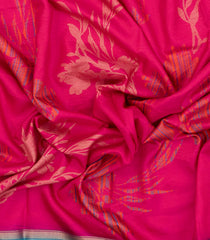 Hot Pink Printed Synthetic Dola Saree With Contrast Border-BL5414