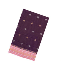 Dark Purple Woven Blended Viscose With Zari Checks & Buttas-BL5556