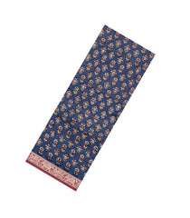 Blue Printed Chanderi Cotton Saree With Zari Border-CC1628