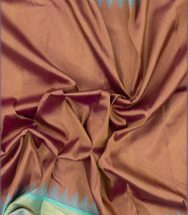 Brown Handloom Korvai Kanchipuram Tissue Silk Saree With Temple Border-KA13612
