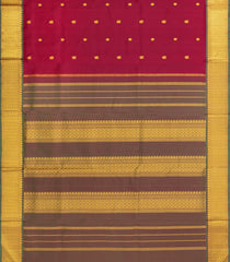 Crimson Handloom Kanchipuram 9 Yards Silk Saree With Annam Buttas-KA15747
