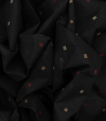 Black Handloom Dhakai Cotton Saree With Floral Motifs