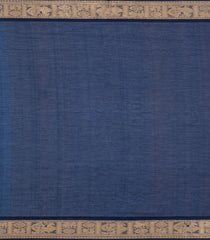 Dark Blue Handloom Silk Cotton Saree With Checks & Buttas-SC4240