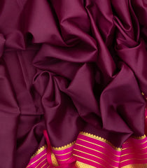 Maroon Woven Mysore Crepe Silk Saree With Pink Border-MS3178