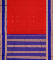 Red Handloom Korvai Kanchipuram Silk Saree With Zari Buttas-KA15318