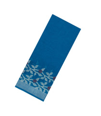 Blue Printed Synthetics Linen Saree With Floral Motifs-BL5232