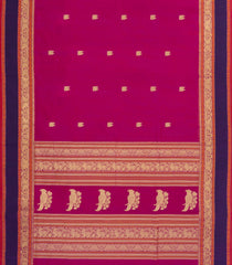Hot Pink Handloom Silk Cotton Saree With Buttas & Contrast Border-SC4027