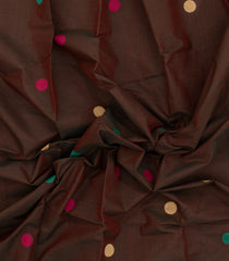 Dark Beige Woven Chettinad Cotton Saree With Buttas-CN1883