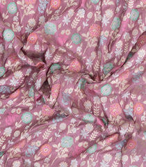 Dusty Pink Handloom Banarasi Tanchoi Silk Saree With Meena Floral Motifs-BE1827