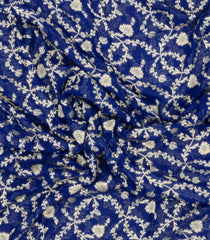 Blue Handloom Banarasi Khaddi Georgette Silk Saree With Contrast Border-BE1795