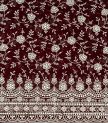 Maroon Woven Synthetic Blended Saree With Embroidered Motifs-EN2043