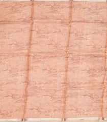 Baby Pink Handloom Tussar Silk Saree With Printed Floral Motifs-TU2683