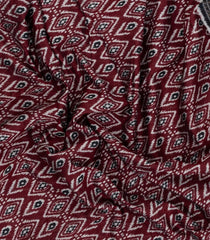 Burugndy Printed Blended Chanderi Cotton Saree With Zari Border-BL5773
