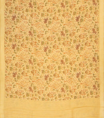 Sandal Woven Linen Saree With Printed Elephant & Floral Motifs-LI0676