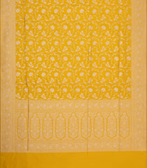 Mustard Handloom Banarasi Silk Saree With Floral Zari Motifs-BE1771