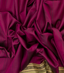 Magenta Handloom Soft Silk Saree With Stripes & Beige Border