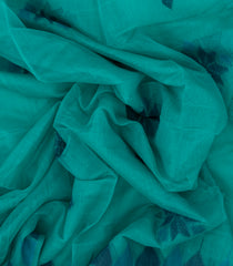 Cyan Woven Synthetic Tussar Saree With Printed Floral Motifs-BL4484