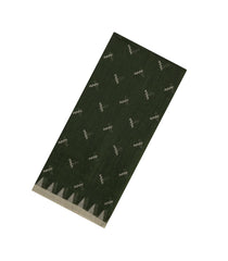Dark Green Woven Bengal Cotton Saree With Chevron Motifs-BG1815