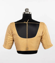 Gold Chevron Brocade Tissue Silk Blouse-RB5275