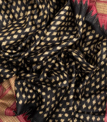 Black Handloom Tussar Silk Saree With Printed Diamond Motifs-TU2671