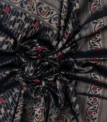 Black Handloom Soft Silk Saree With Stripes & Diamond Motifs-SO4162