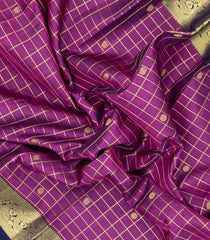 Magenta Handloom Kanchipuram Silk Saree With Zari Checks & Buttas-KA16897
