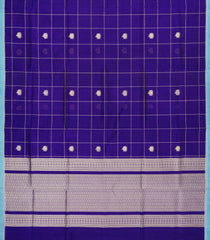 Dark Blue Handloom Silk Cotton Saree With Zari Checks & Buttas-SC4574