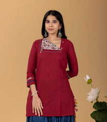 Red & Blue Short Kurti Top-KR0844