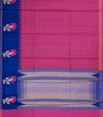Magenta Woven Tussar Silk Saree With Checks & Contrast Border-TU3241