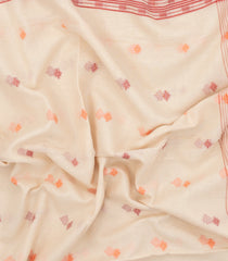 Cream Handloom Bengal Cotton Saree With Floral motifs-BG1803