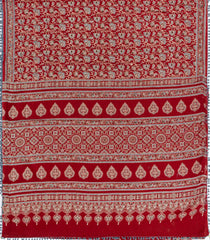 Red Printed Jaipur Cotton Saree With Floral Motifs-JC1869