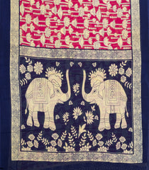 Hot PInk Printed Jaipur Cotton Saree With Pichwai Motifs-JC1912