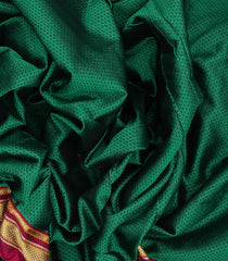 Dark Green Woven Cotton Saree With Kasuti Hand Embroidery Pallu-EN1753