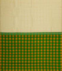 Cream Handloom Kanchipuram Silk Saree With Contrast Checked Pallu-KA14697
