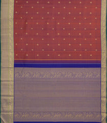 Brown Handloom Kanchipuram Silk Saree With Blue Border-KA14515