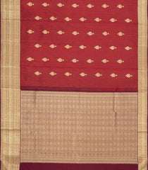 Maroon Handloom Kanchipuram Silk Saree With Zari Stripes & Buttas-KA15710