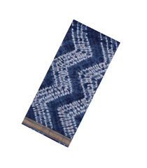 Indigo Printed Chanderi Cotton Saree With Zari Border-CC1502