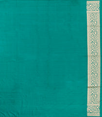 Cyan Woven Blended Satin Saree With Floral Zari Motifs-BL5995