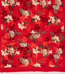 Red Woven Crepe Silk Saree With Printed Floral Motifs-PS0520