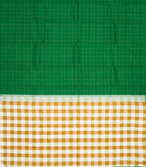 Green Handloom Kanchipuram Silk Saree With Checks-KA12515
