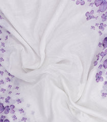 Lavender Printed Synthetic Linen Saree With Floral Motifs-SY0189