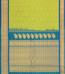 Light Green Handloom Gadwal Silk Cotton Saree With Zari Checks & Buttas -GA0290