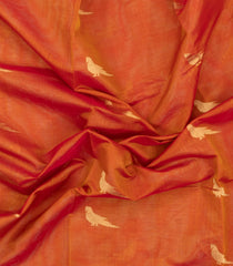 Orange Handloom Silk Cotton Saree With Buttas & Zari Border-SC4814